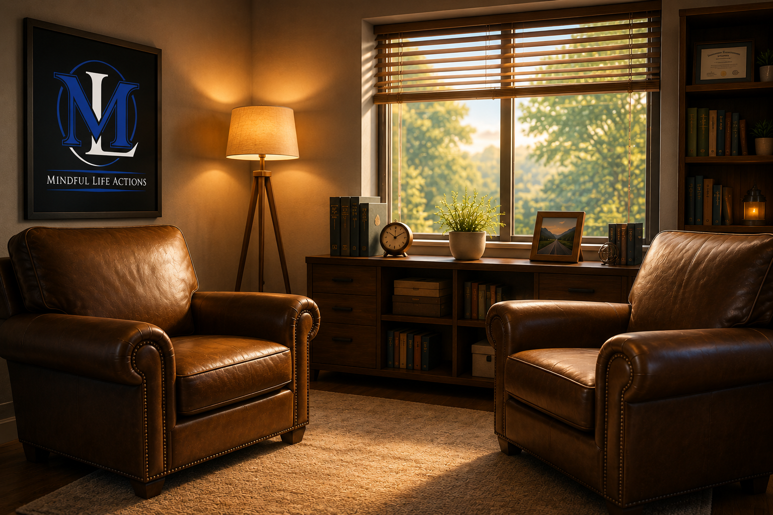 Warm professional therapy office